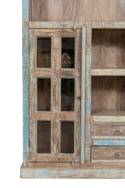 Biscottini Libreria in legno massiccio riciclato finitura anticata realizzata massello