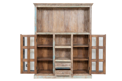 Biscottini Libreria in legno massiccio riciclato finitura anticata realizzata massello