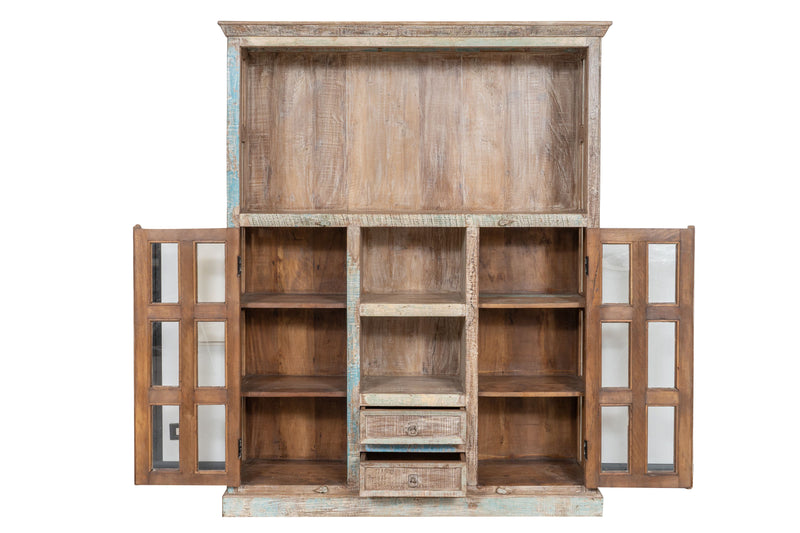 Biscottini Libreria in legno massiccio riciclato finitura anticata realizzata massello