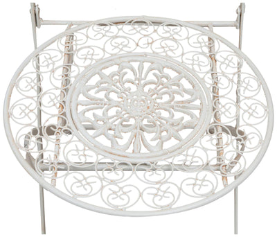 Biscottini Sedia in ferro battuto pieghevole da esterno da giardino da pranzo finitura bianca anticata L39xPR39xH96 cm