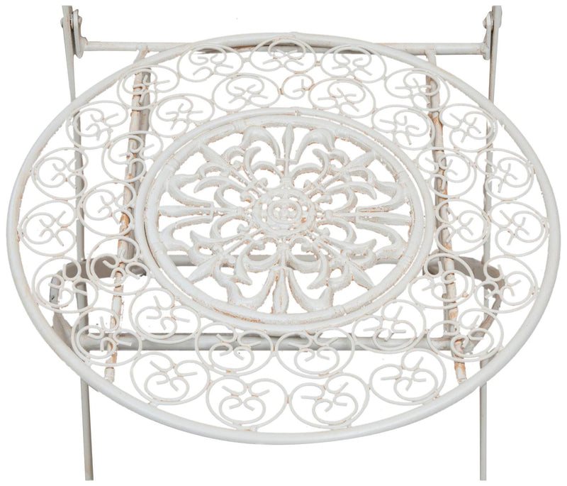 Biscottini Sedia in ferro battuto pieghevole da esterno da giardino da pranzo finitura bianca anticata L39xPR39xH96 cm