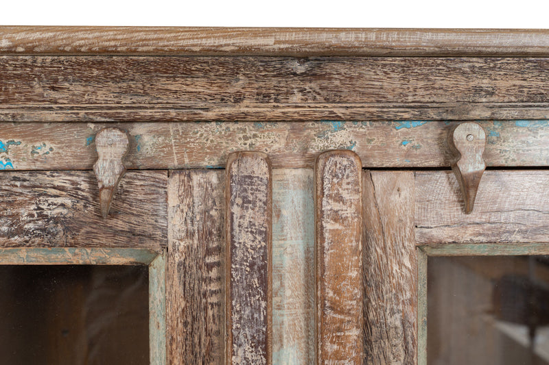 Biscottini Vetrina in legno massiccio riciclato finitura anticata realizzata massello