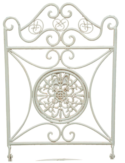 Biscottini Sedia in ferro battuto pieghevole da esterno da giardino da pranzo finitura bianca anticata L39xPR39xH96 cm