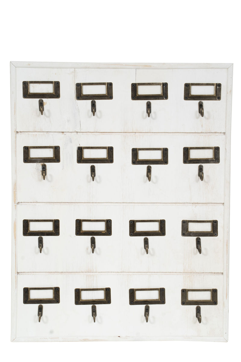 Biscottini Bacheca appendichiavi in legno finitura bianco anticato L37xPR4xH47 cm Offerta