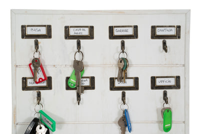 Biscottini Bacheca appendichiavi in legno finitura bianco anticato L37xPR4xH47 cm Offerta