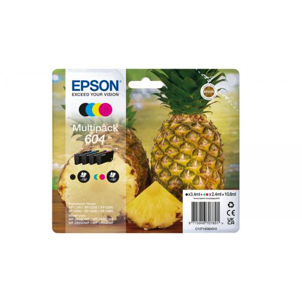 Kit Cartuccia originale Epson T604 - 4pz Nero, Ciano, Magenta, Giallo - per Epson EXPRESSION HOME XP2200, WORKFORCE WF2950DWF