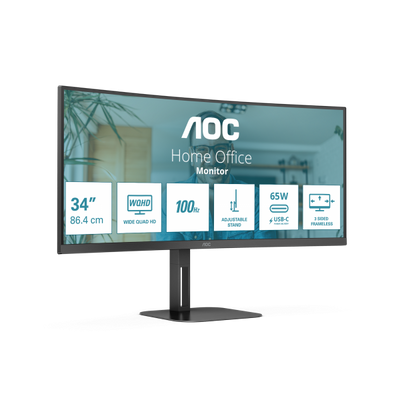 AOC MONITOR CURVO 34 LED VA WQHD 21:9 4MS 300 CDM, REG ALTEZZA, USB-C DOCK, DP/HDMI, MULTIMEDIALE