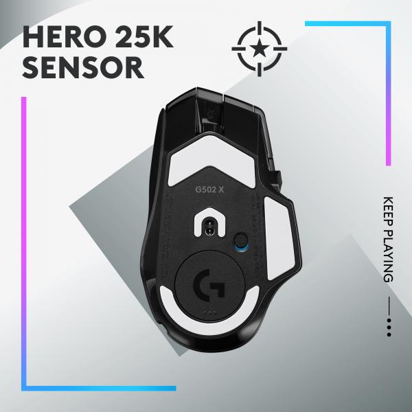 Logitech G G502 X Plus mouse Mano destra RF Wireless Ottico 25600 DPI