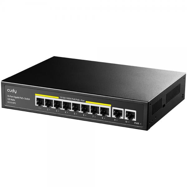 Cudy GS1010PE switch di rete Gigabit Ethernet [10/100/1000] Supporto Power over Ethernet [PoE] Nero (*CUDY GS1010PE Switch 8 xGE PoE+ 120W)