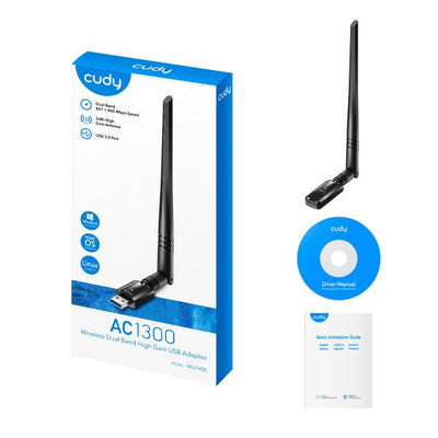 CUDY WU1400 - AC1300 WI-FI HIGH GAIN USB 3.0 ADAPTER