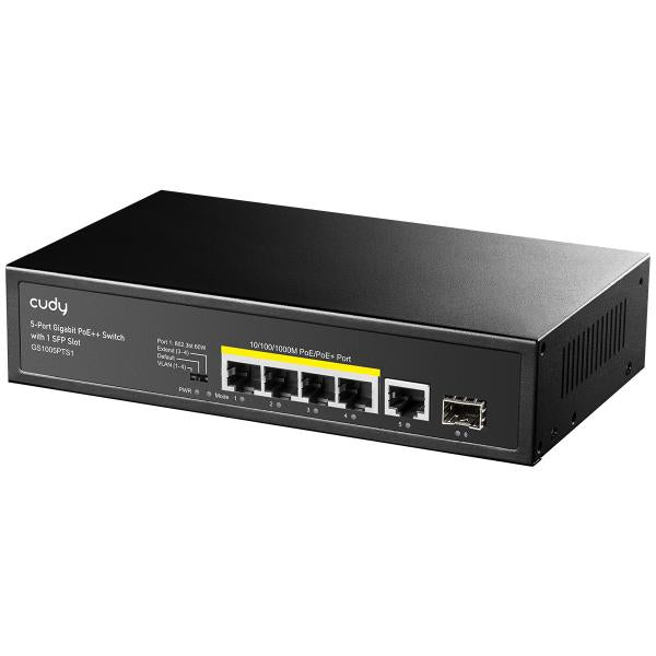 CUDY GS1005PTS1 - 5-PORT GIGABIT POE+ SWITCH WITH 1 SFP PORT 120W
