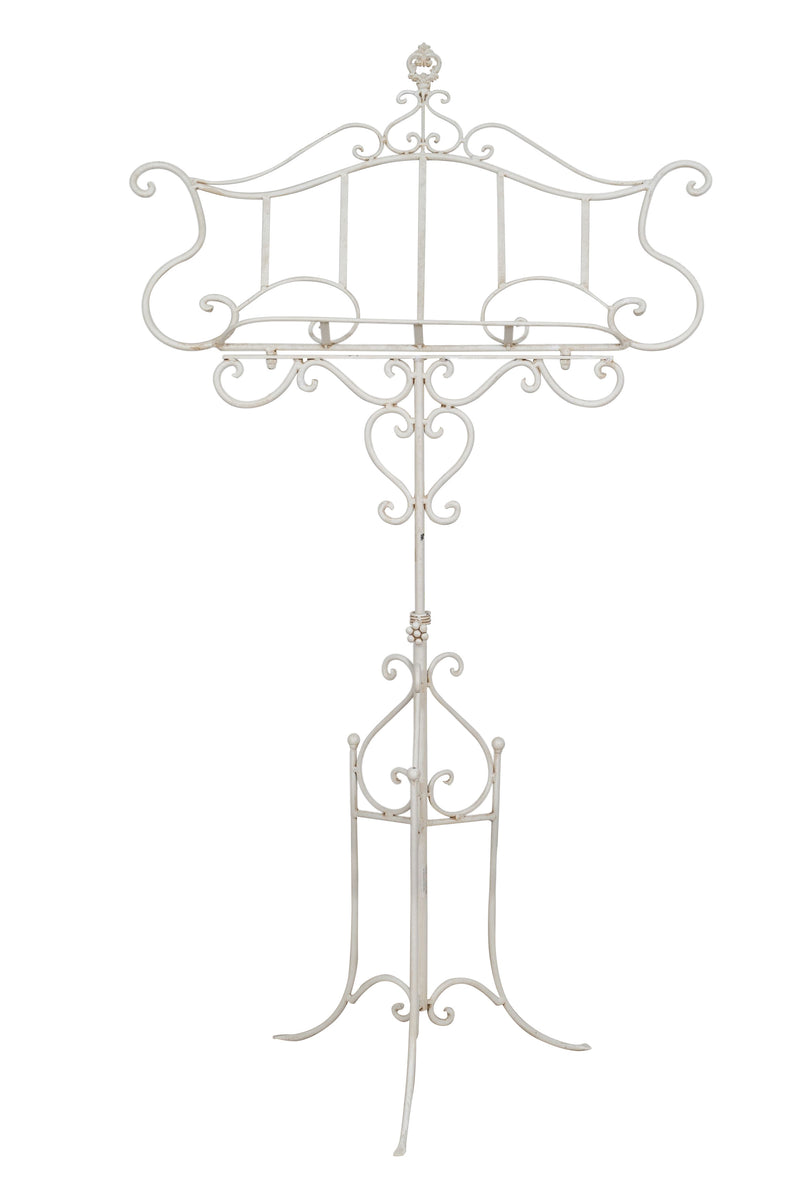 Biscottini Leggio da terra in ferro battuto pieno finitura bianca anticata L85xPR46xH140 cm