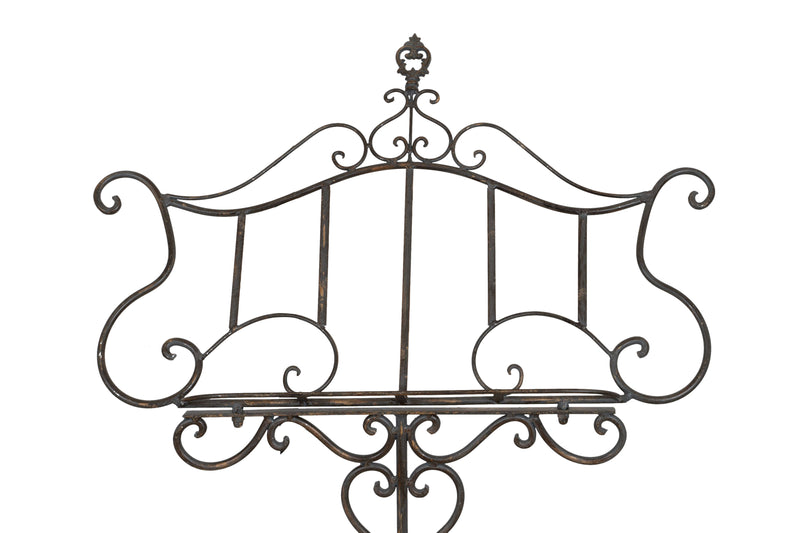 Biscottini Leggio da terra in ferro battuto pieno finitura anticata L85xPR46xH140 cm