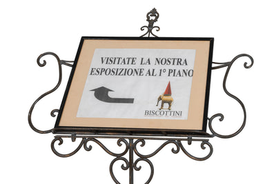 Biscottini Leggio da terra in ferro battuto pieno finitura anticata L85xPR46xH140 cm