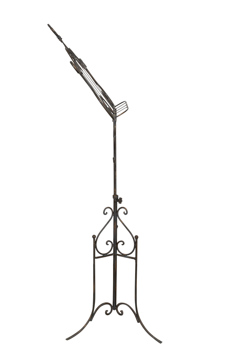 Biscottini Leggio da terra in ferro battuto pieno finitura anticata L85xPR46xH140 cm