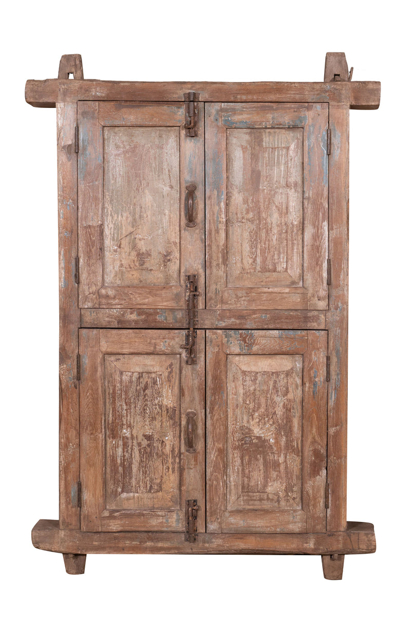 Biscottini Finestra finestrina grata porta in legno massello e in ferro antica e vecchia con telaio da interno o da esterno