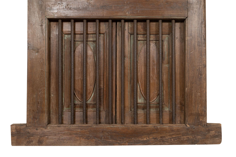 Biscottini Finestra finestrina grata porta in legno massello e in ferro antica e vecchia con telaio da interno o da esterno