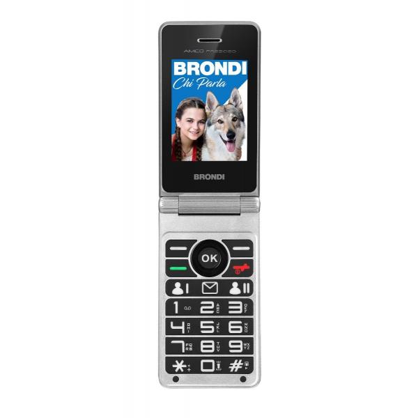 BRONDI AMICO PREZIOSO (NERO) - TELEFONO CELLULARE PER ANZIANI - TASTO SOS - CONTROLLO REMOTO - DOPPIO DISPLAY