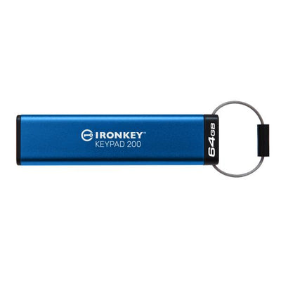 Kingston Technology IronKey Keypad 200 unità flash USB 64 GB USB tipo A 3.2 Gen 1 (3.1 Gen 1) Blu