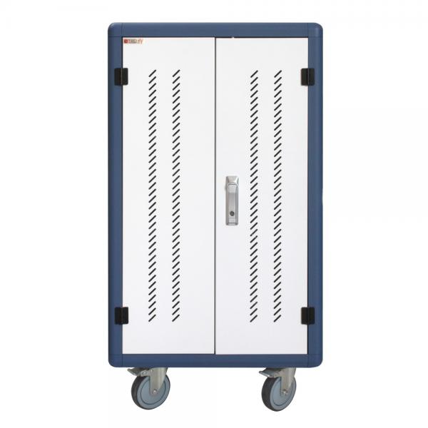 Carrello Stazione di Ricarica USB Ventilato per 30 Notebook/Tablet/Smartphone Bianco/Blu
