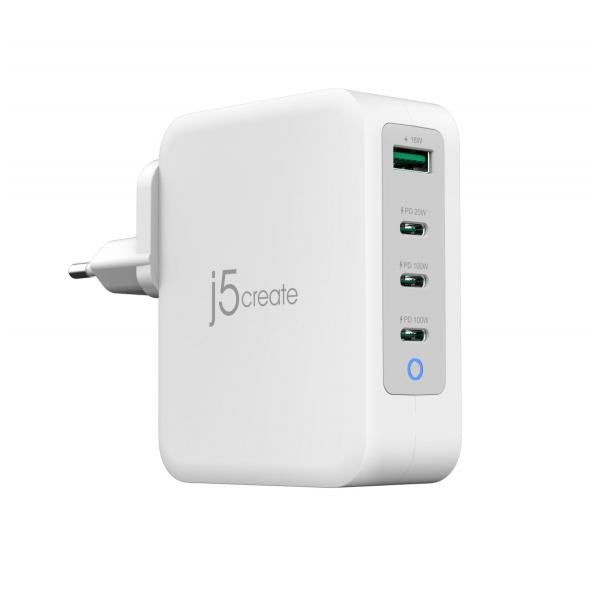 j5create JUP43130E-EN - Caricatore GaN USB-C a 4 porte da 130W - UE (130W GAN USB-C 4-PORT CHARGER - EU)