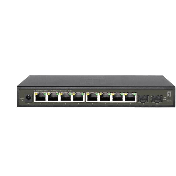 Switch LevelOne Hilbert Gigabit Smart Lite a 10 porte, 8 Gigabit RJ45, 2 Gigabit SFP, Gestito, L2, Gigabit Ethernet (10/100/1000), full duplex