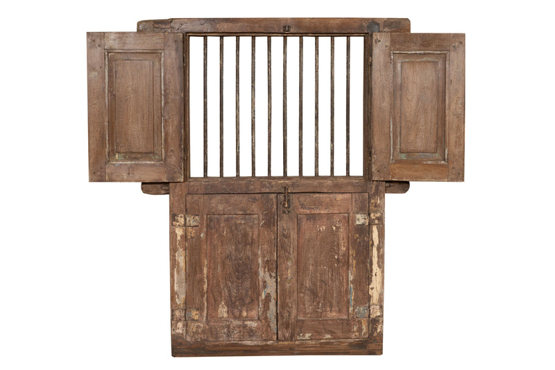 Biscottini Finestra finestrina grata porta in legno massello e in ferro antica e vecchia con telaio da interno o da esterno