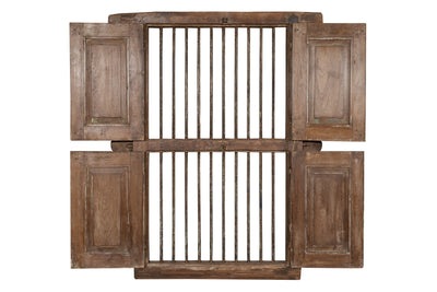 Biscottini Finestra finestrina grata porta in legno massello e in ferro antica e vecchia con telaio da interno o da esterno