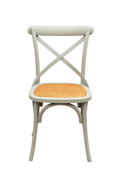 Biscottini Sedia Thonet in massello di frassino e seduta rattan finitura Grigio anticato L48xPR52xH88 cm