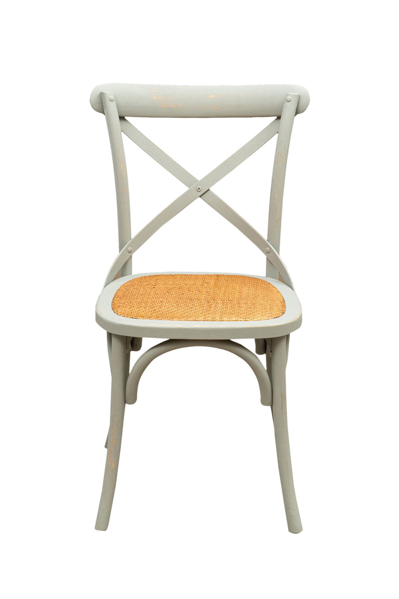 Biscottini Sedia Thonet in massello di frassino e seduta rattan finitura Grigio anticato L48xPR52xH88 cm