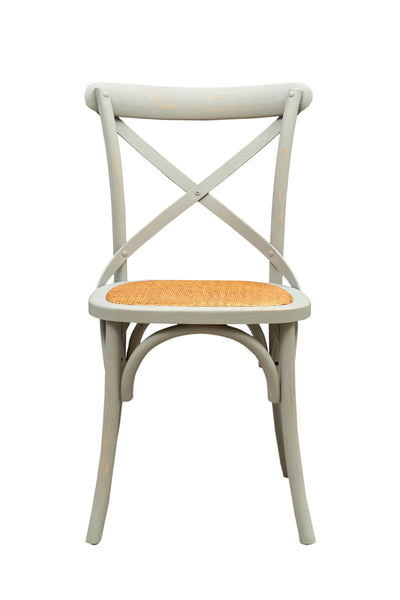 Biscottini Sedia Thonet in massello di frassino e seduta rattan finitura Grigio anticato L48xPR52xH88 cm