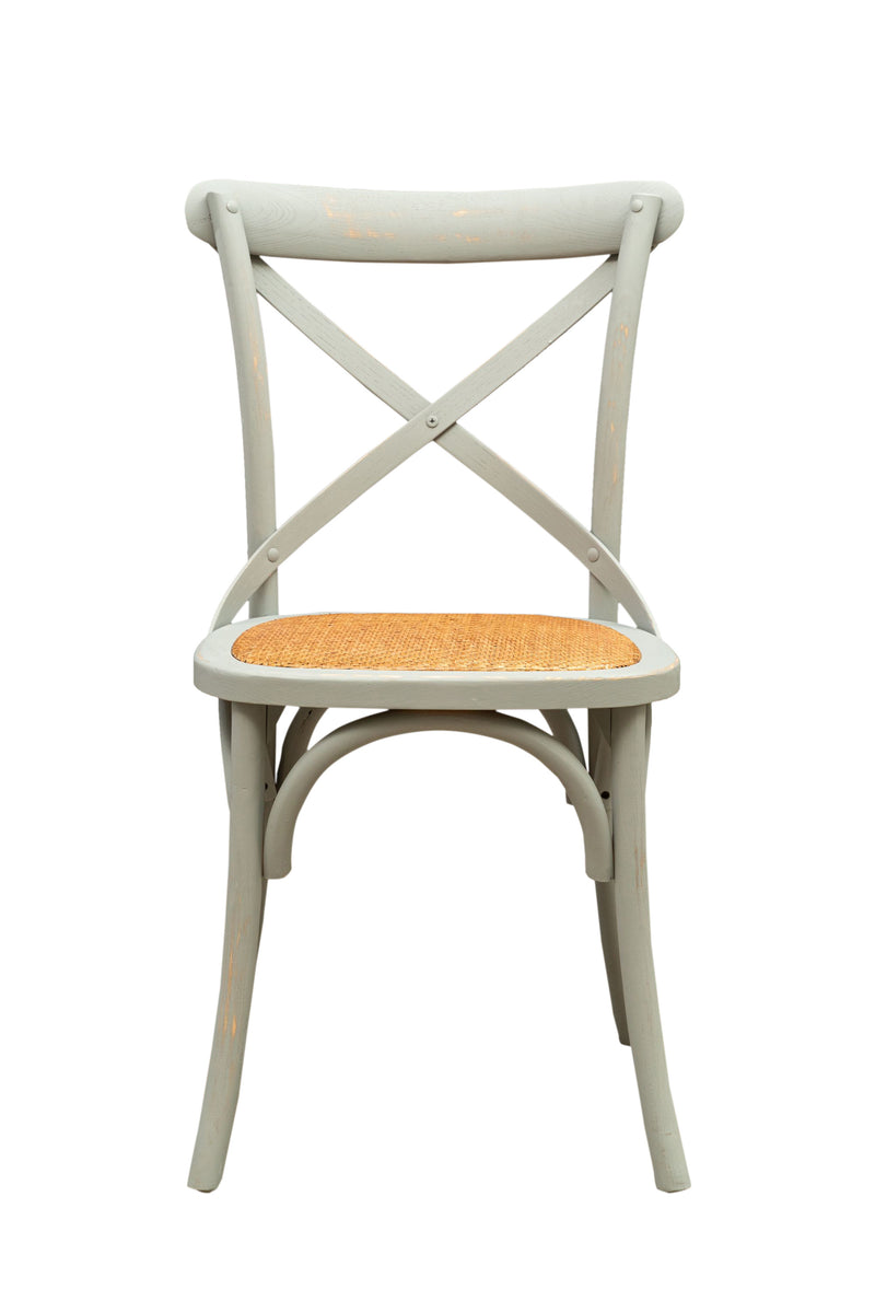 Biscottini Sedia Thonet in massello di frassino e seduta rattan finitura Grigio anticato L48xPR52xH88 cm