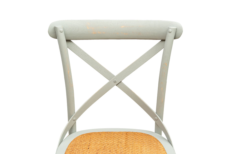 Biscottini Sedia Thonet in massello di frassino e seduta rattan finitura Grigio anticato L48xPR52xH88 cm