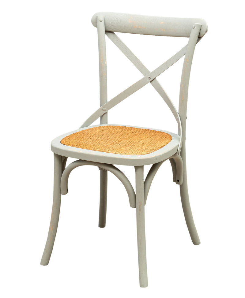 Biscottini Sedia Thonet in massello di frassino e seduta rattan finitura Grigio anticato L48xPR52xH88 cm