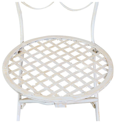 Biscottini Sedia in ferro battuto pieghevole da esterno da giardino da pranzo finitura bianca anticataL40xPR45xH94 cm