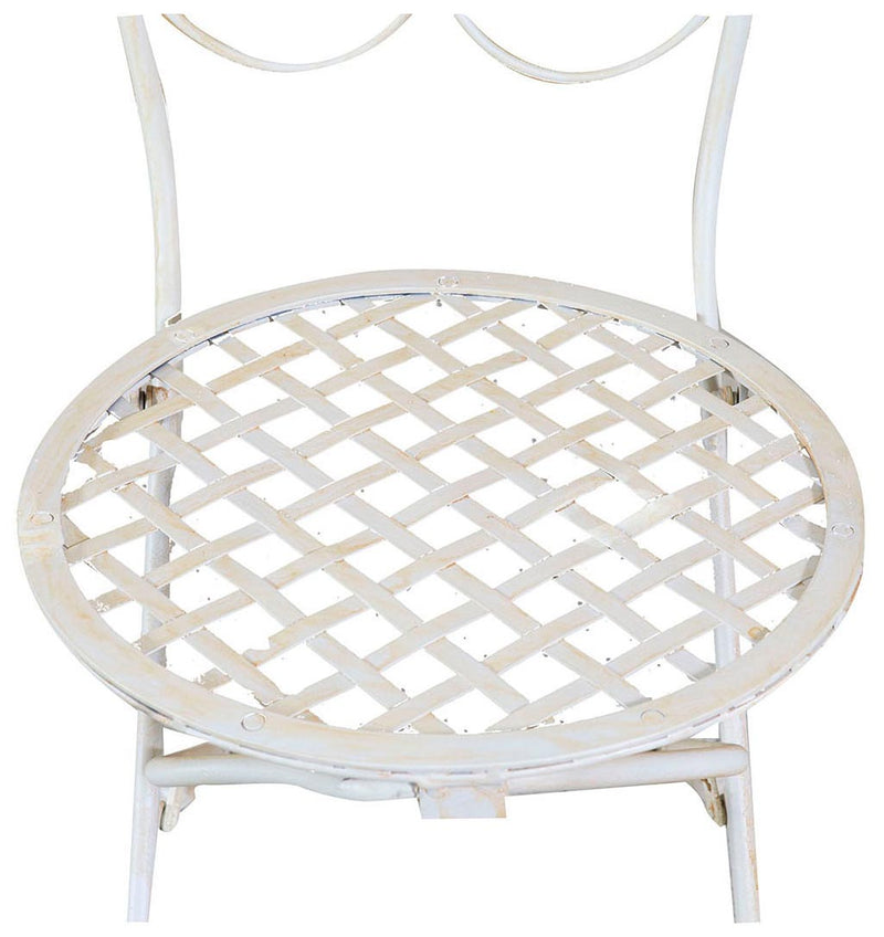 Biscottini Sedia in ferro battuto pieghevole da esterno da giardino da pranzo finitura bianca anticataL40xPR45xH94 cm