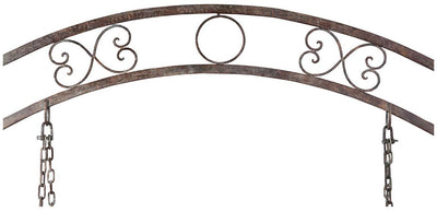 Biscottini Dondolo a due posti in ferro battuto finitura ruggine anticata L198xPR100xH220 cm