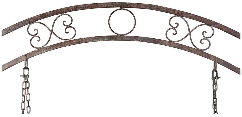 Biscottini Dondolo a due posti in ferro battuto finitura ruggine anticata L198xPR100xH220 cm