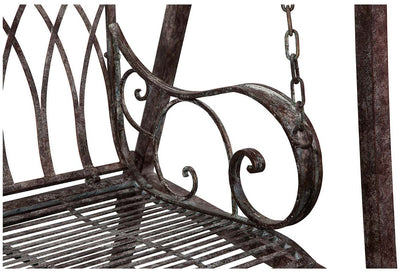 Biscottini Dondolo a due posti in ferro battuto finitura ruggine anticata L198xPR100xH220 cm