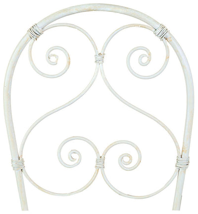 Biscottini Sedia in ferro battuto pieghevole da esterno da giardino da pranzo finitura bianca anticataL40xPR45xH94 cm