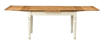 Biscottini Tavolo allungabile Country in legno massello di tiglio struttura bianca anticata piano naturale Made in Italy