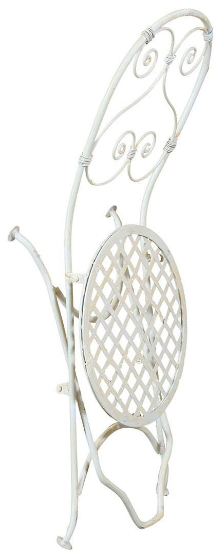 Biscottini Sedia in ferro battuto pieghevole da esterno da giardino da pranzo finitura bianca anticataL40xPR45xH94 cm