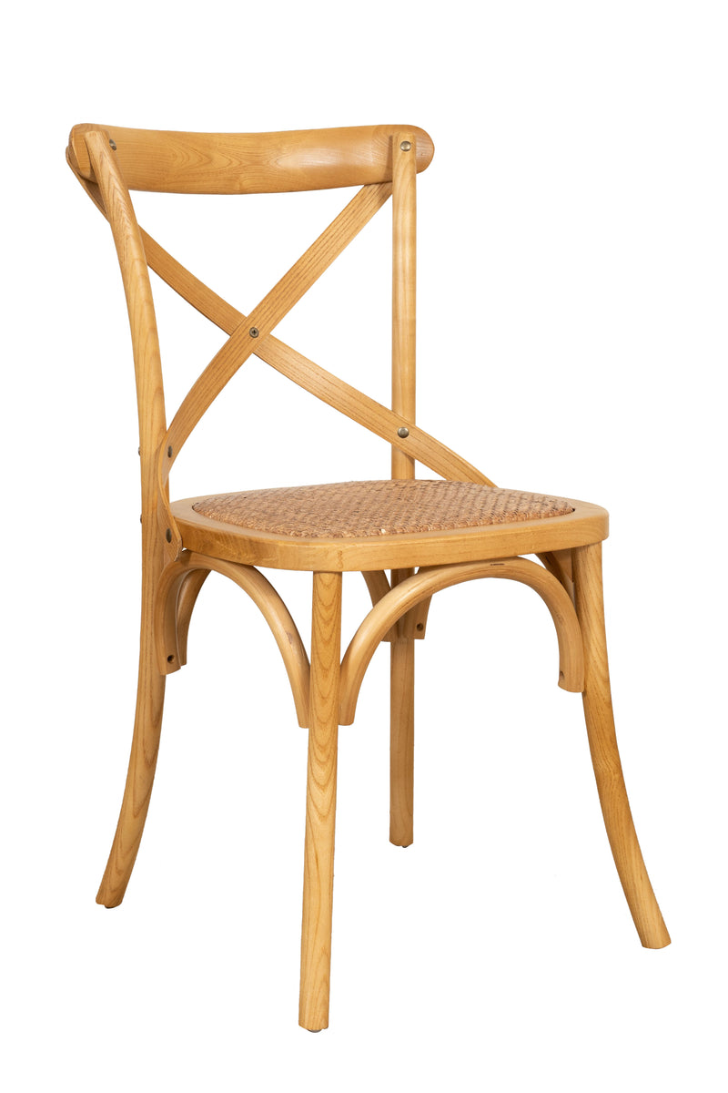 Biscottini Sedia Thonet in massello di frassino e seduta rattan finitura rovere 46x42x86 cm