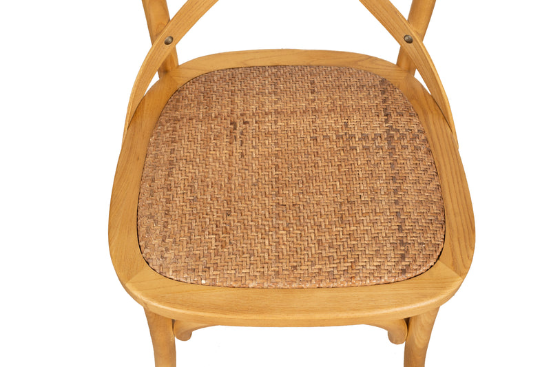 Biscottini Sedia Thonet in massello di frassino e seduta rattan finitura rovere 46x42x86 cm