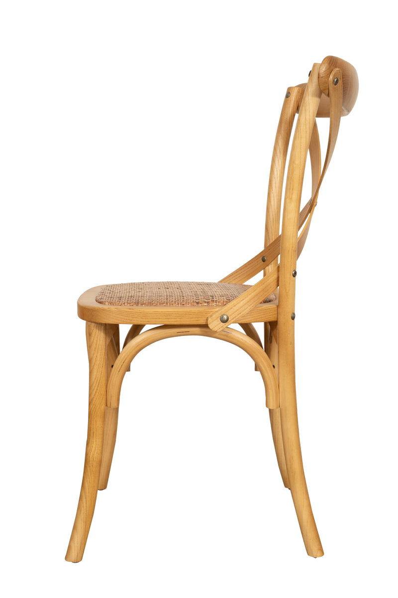 Biscottini Sedia Thonet in massello di frassino e seduta rattan finitura rovere 46x42x86 cm