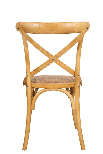 Biscottini Sedia Thonet in massello di frassino e seduta rattan finitura rovere 46x42x86 cm