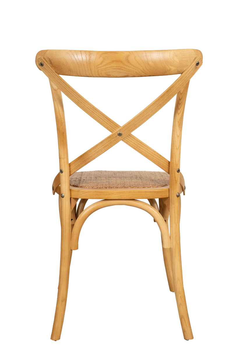Biscottini Sedia Thonet in massello di frassino e seduta rattan finitura rovere 46x42x86 cm