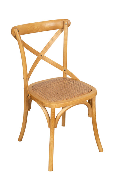 Biscottini Sedia Thonet in massello di frassino e seduta rattan finitura rovere 46x42x86 cm