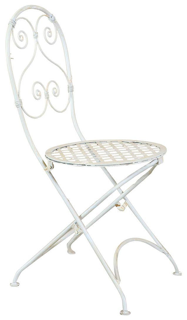 Biscottini Sedia in ferro battuto pieghevole da esterno da giardino da pranzo finitura bianca anticataL40xPR45xH94 cm