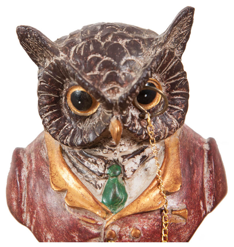 Biscottini Busto di gufo in resina dipinto L8xPR6,5xH13,5 cm Statuetta raffigurante